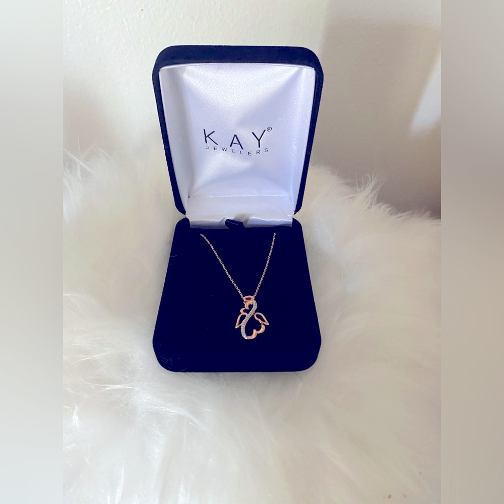Kay Jewelers yellow 10k gold open heart angel necklace